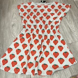 Bobo Choses White Dress with Red Strawberry Print